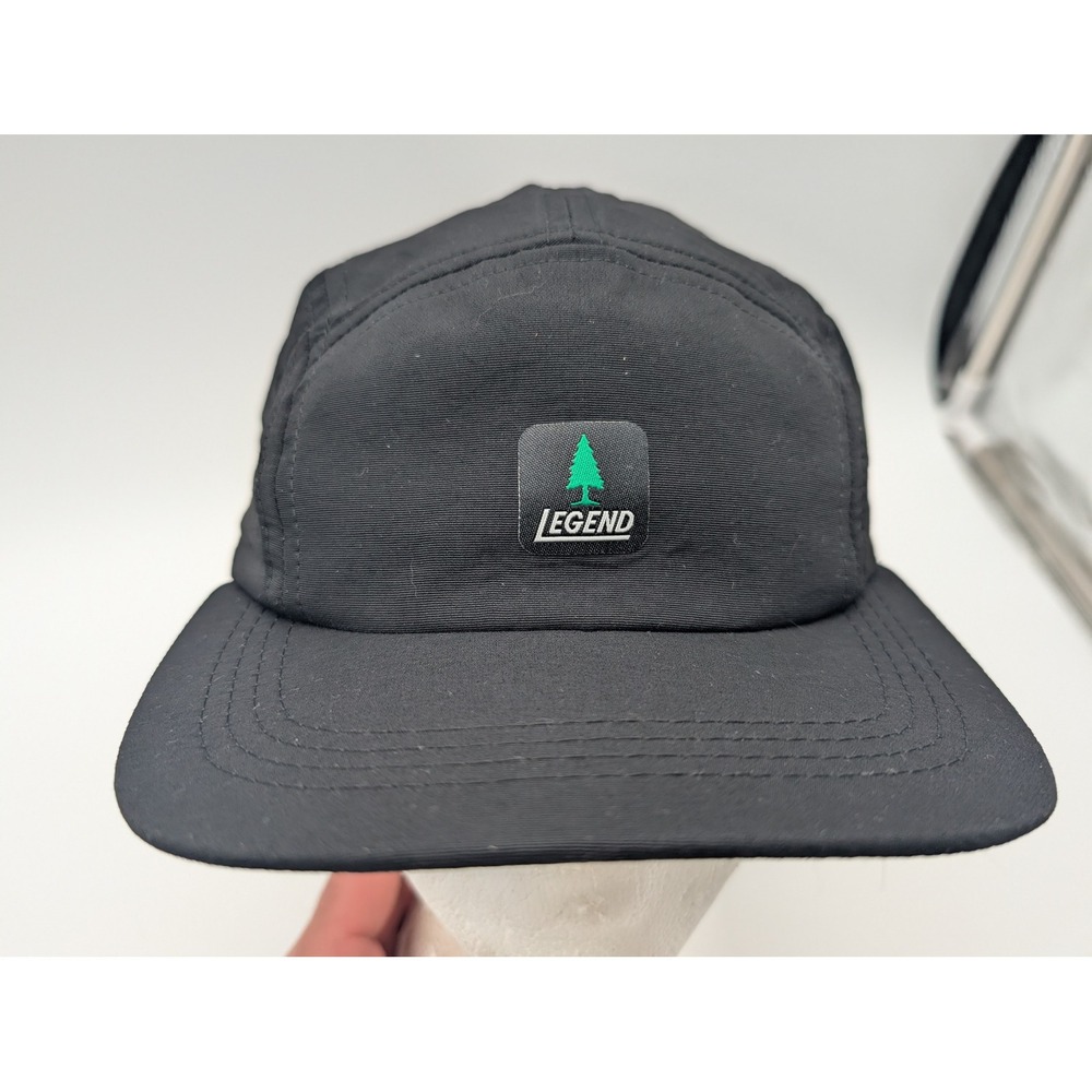 Legend Black 5 Panel Camper Hat Adjustable Strapback Tree Logo Made in USA